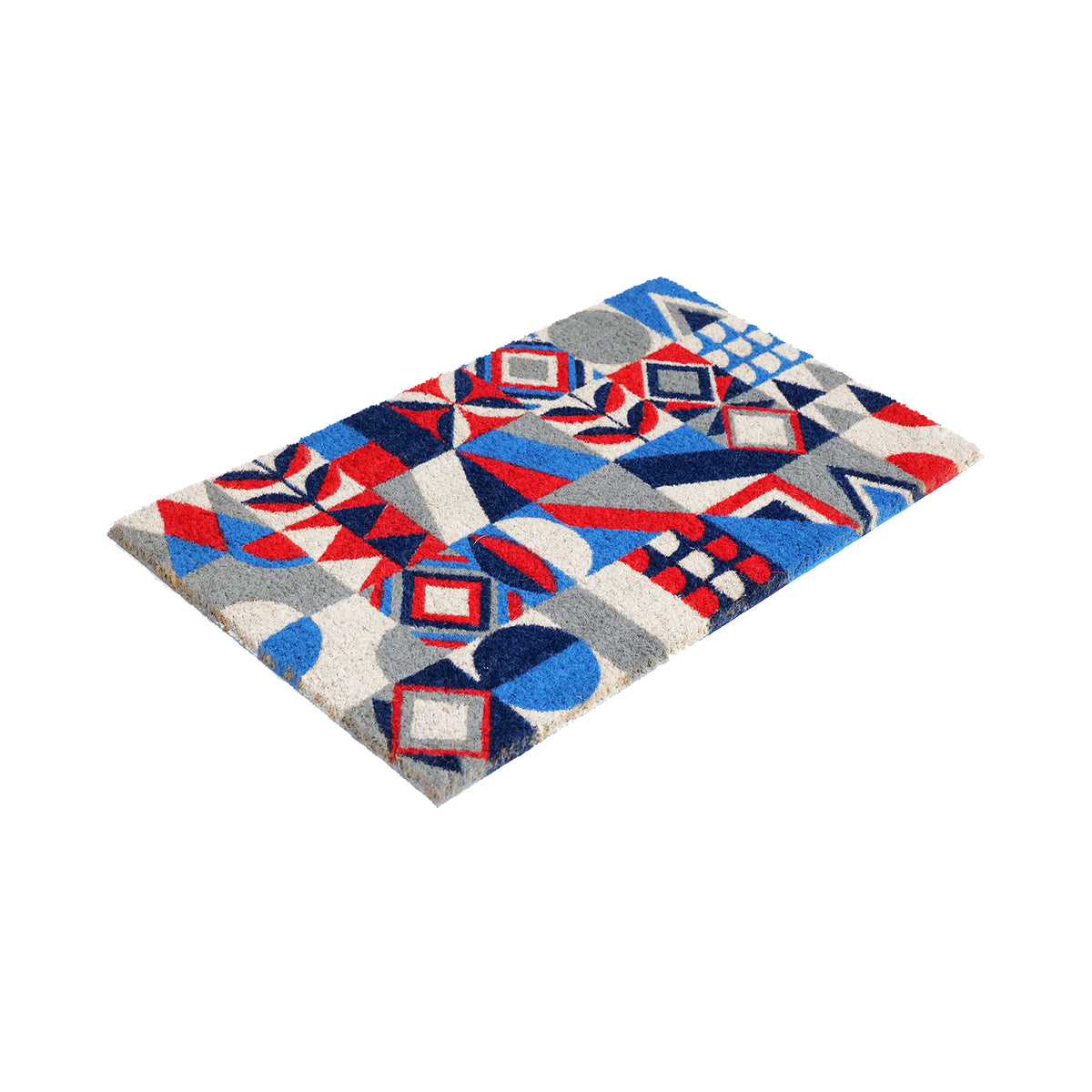 Italian Picasso Pattern Blue and Red Colour Natural Coir Door Mat