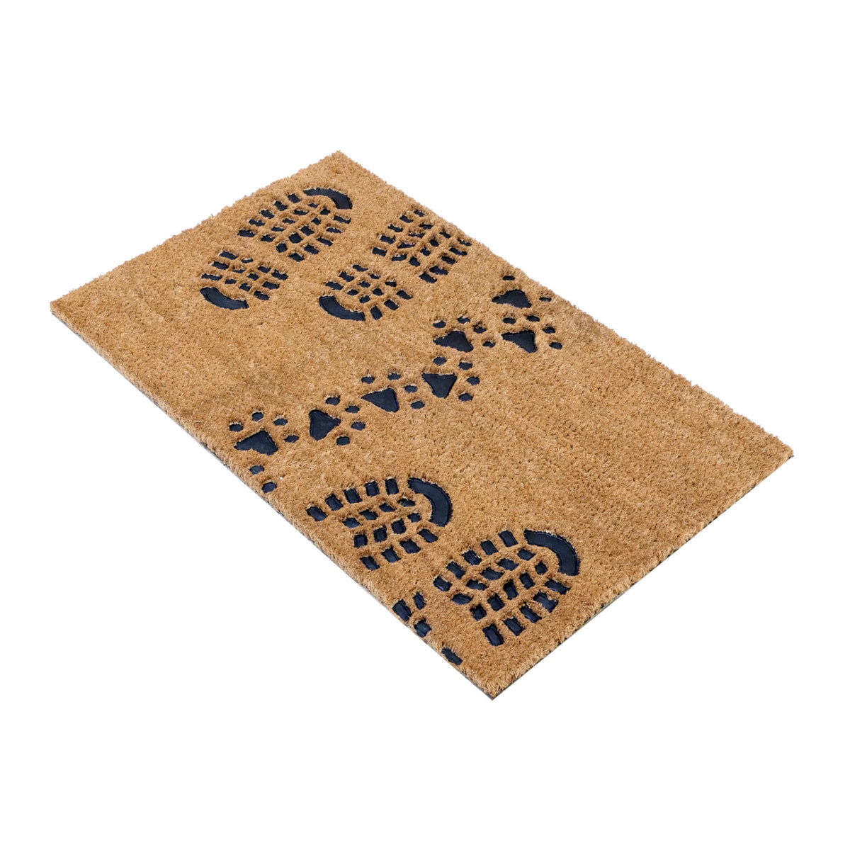 OnlyMat Foot Print with Dog Paws Moulded Rubber Coir Mat 45cm x 75cm