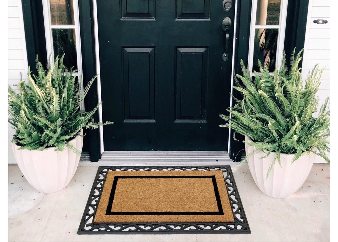 OnlyMat Personalized Initials Coir Doormat Rubber Tray Combo - Design 3