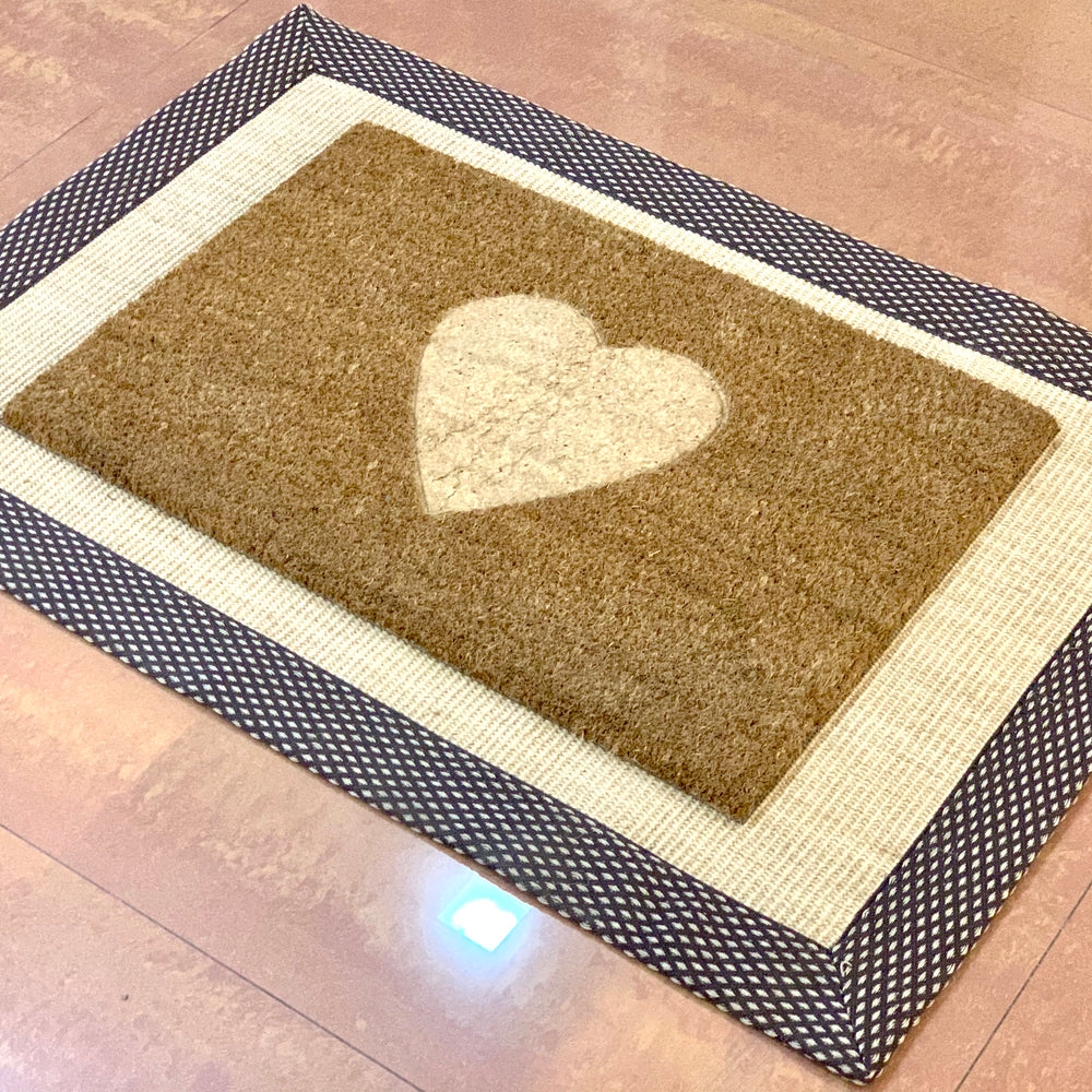 OnlyMat Jute and Coir Doormat Combo - LOVE Impression Floor Mat