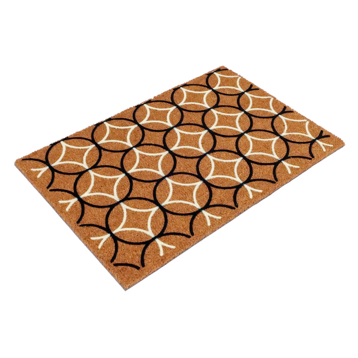 Swiss Flocked Circle Pattern Coir Mat - Azo-Free Print with Fade-Proof and Rubs-Resistance Features