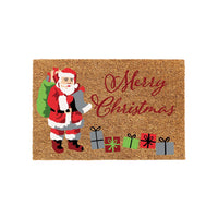 Merry Christmas, Santa and Gifts Printed Christmas Theme Natural Coir Door Mat