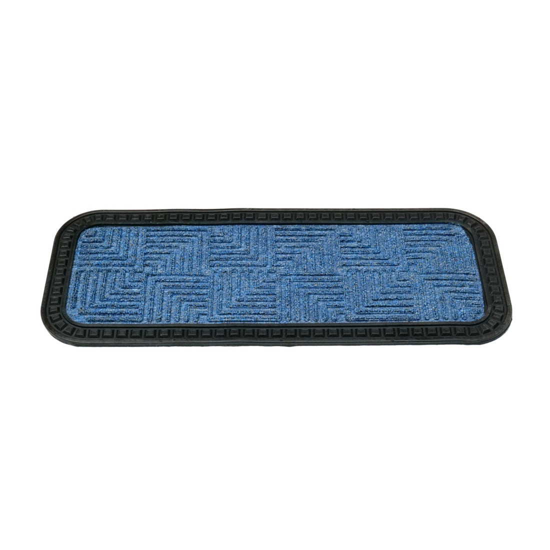 Blue rectangular mat with black border on a white background