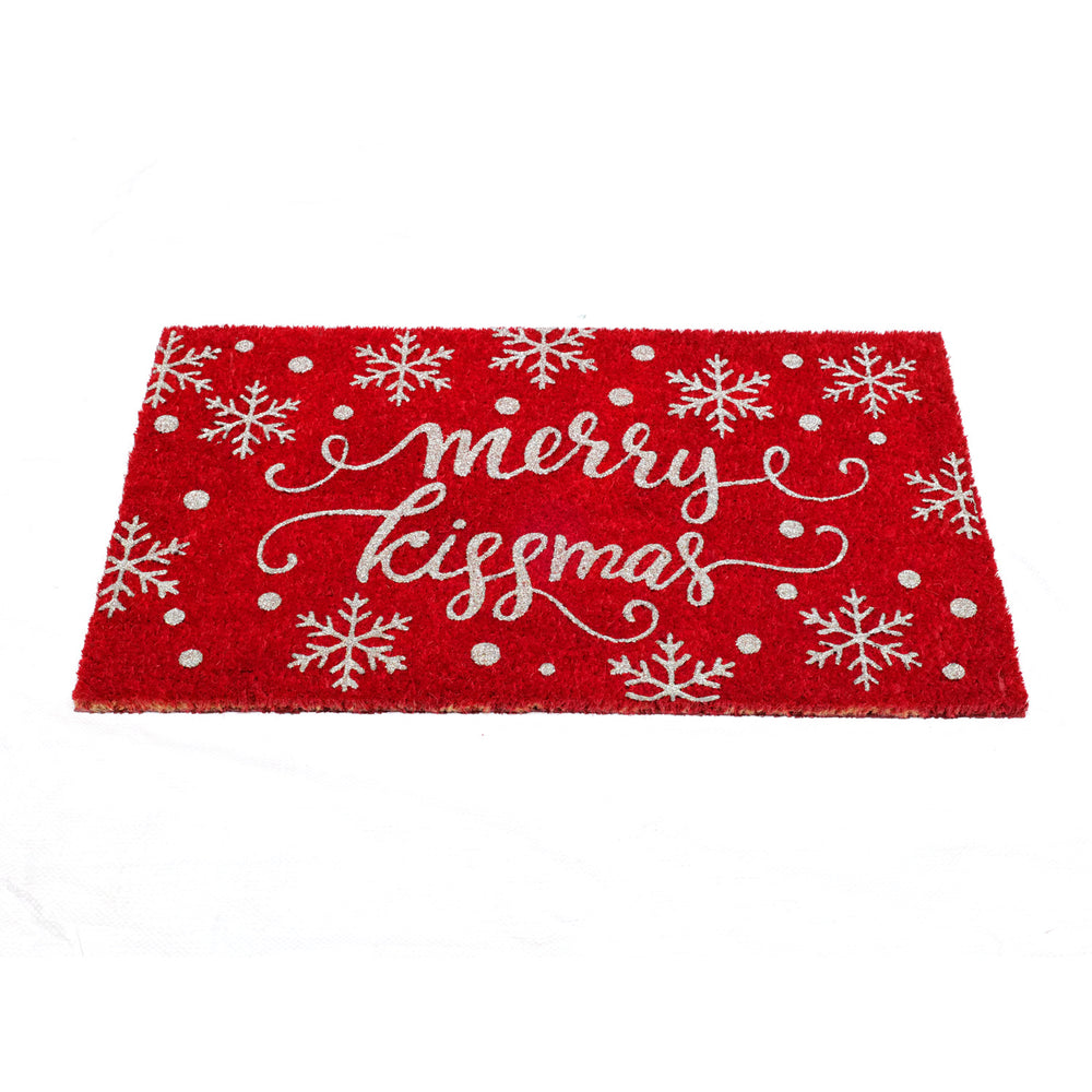 
                      
                        Glitter Merry Kissmas Printed Red Christmas Theme Natural Coir Door Mat
                      
                    