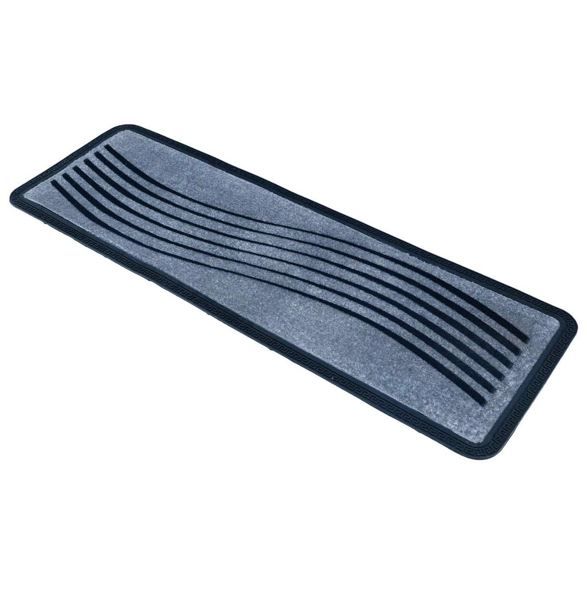 OnlyMat Luxury Anti-Skid Soft Polypropylene WAVE Flocked Oblong Floor Mat -Silver , 40 cm x 120 cm