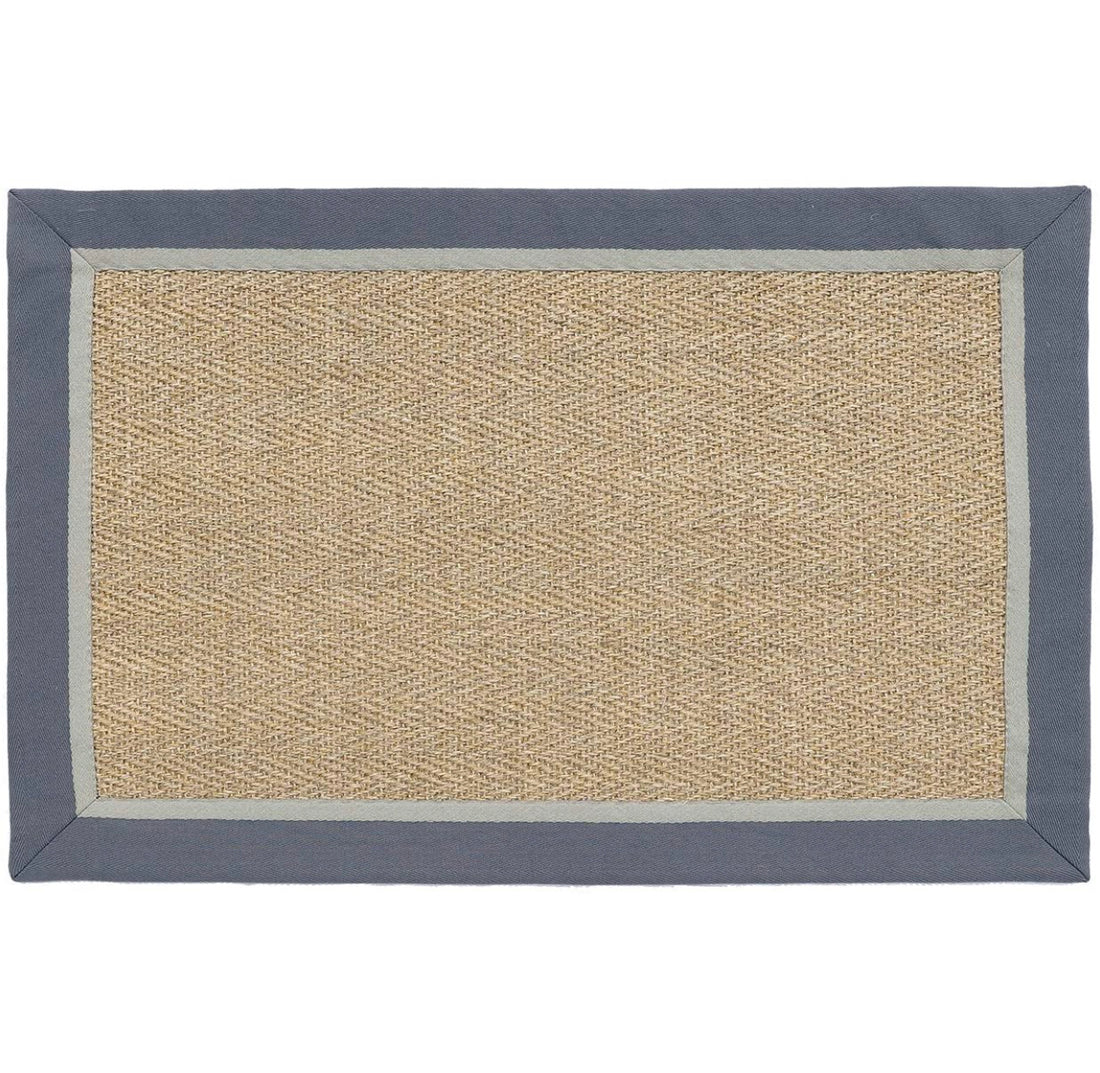 OnlyMat Natural Sisal Rug Steel Blue Border