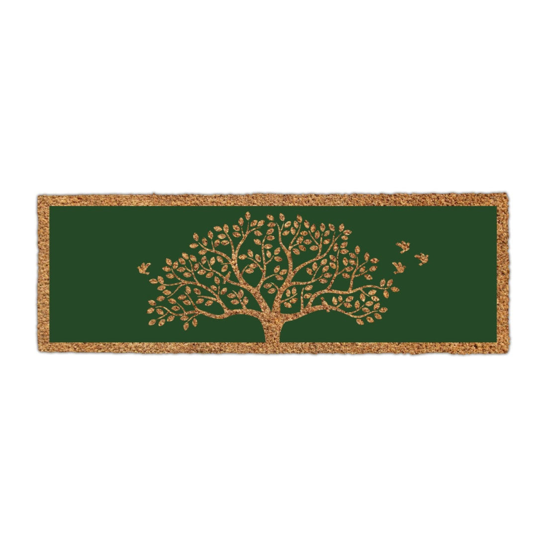 
                      
                        Coir Doormat with tree design on a green background
                      
                    