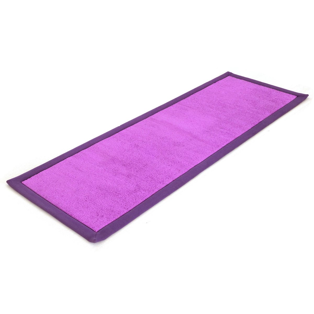 OnlyMat Long Purple Colour Soft Bedside Runner / Luxury Yoga / Prayer Mat with Cotton Border Oblong