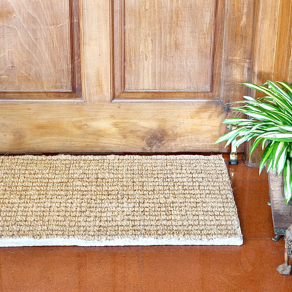 OnlyMat Sindal Mat - 100% Natural Handloom Coir Floor Mat with anti-skid latex backing