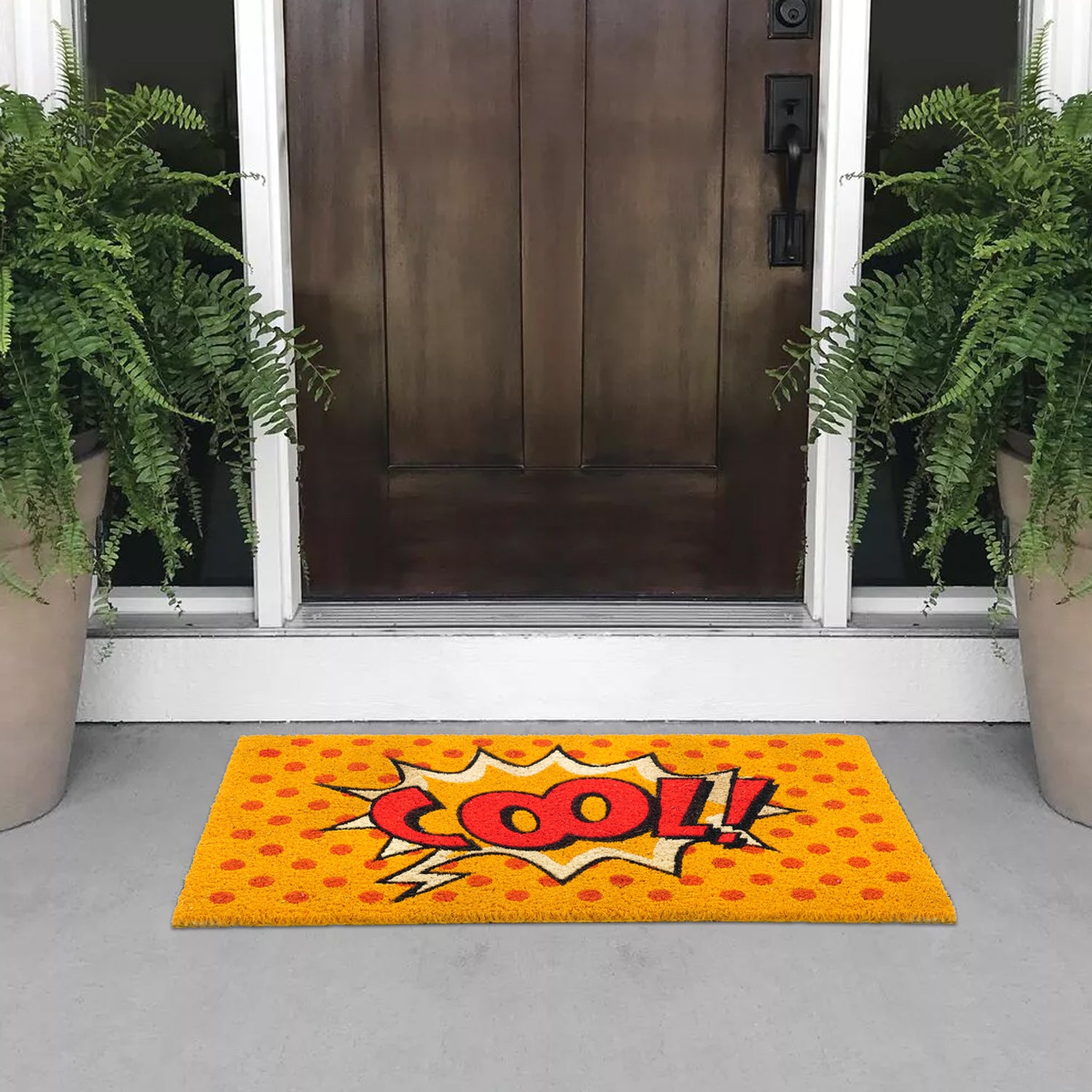 COOL Pop Art Coir Doormat - Retro Vintage Fun Natural Mat | OnlyMat