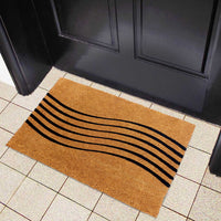 OnlyMat Wave Design Trendy Coir Doormat - 45cm x 75cm