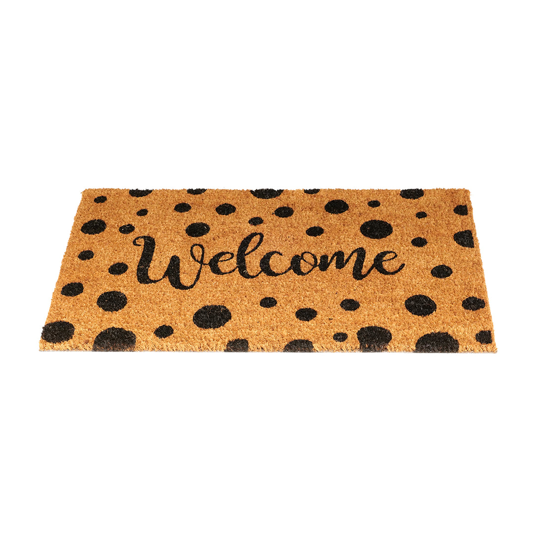 
                      
                        OnlyMat Black Polka Dot Welcome Printed Natural Coir Door Mat with anti-slip backing
                      
                    