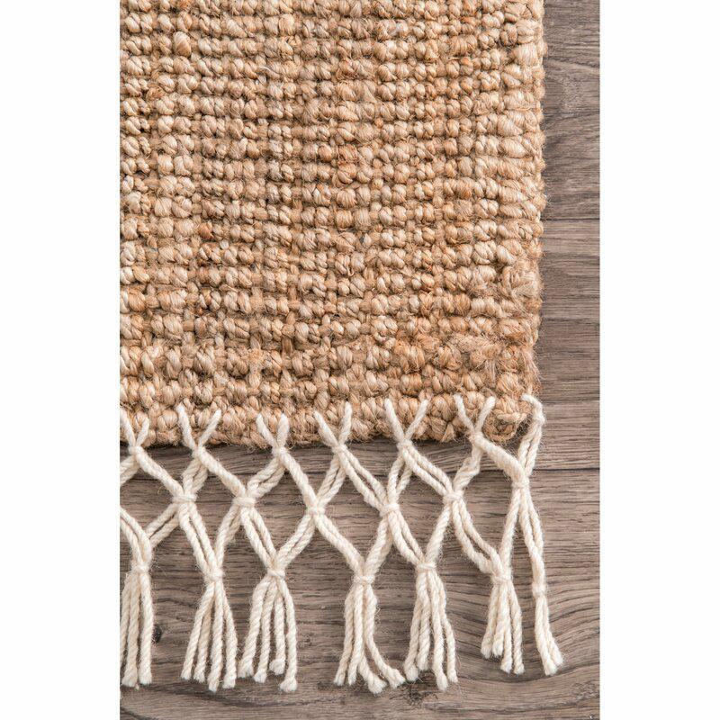 Handwoven Jute Carpet with Cotton Frills Border