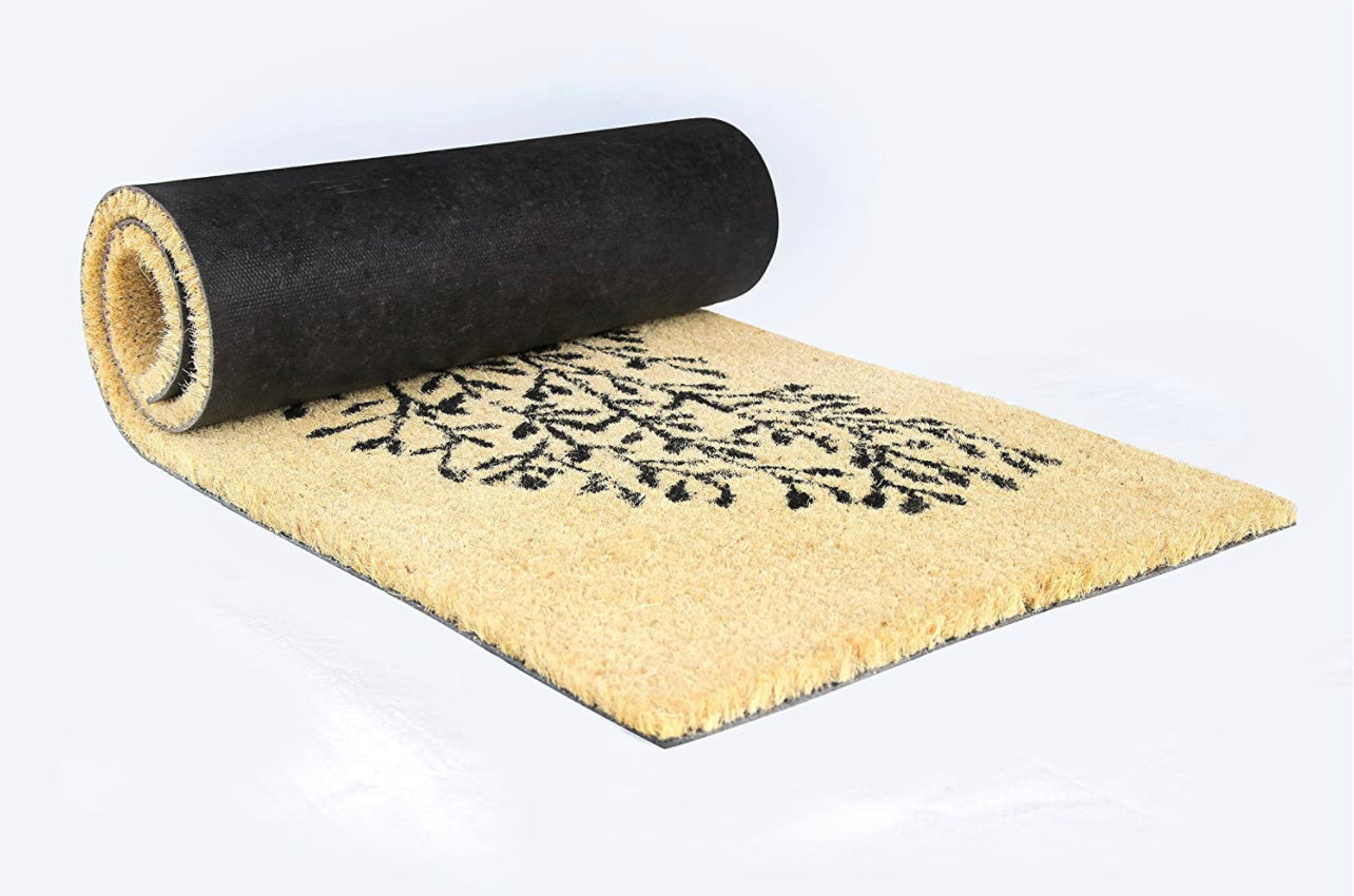 OnlyMat Beige Bleached Tree Design Coir Doormat