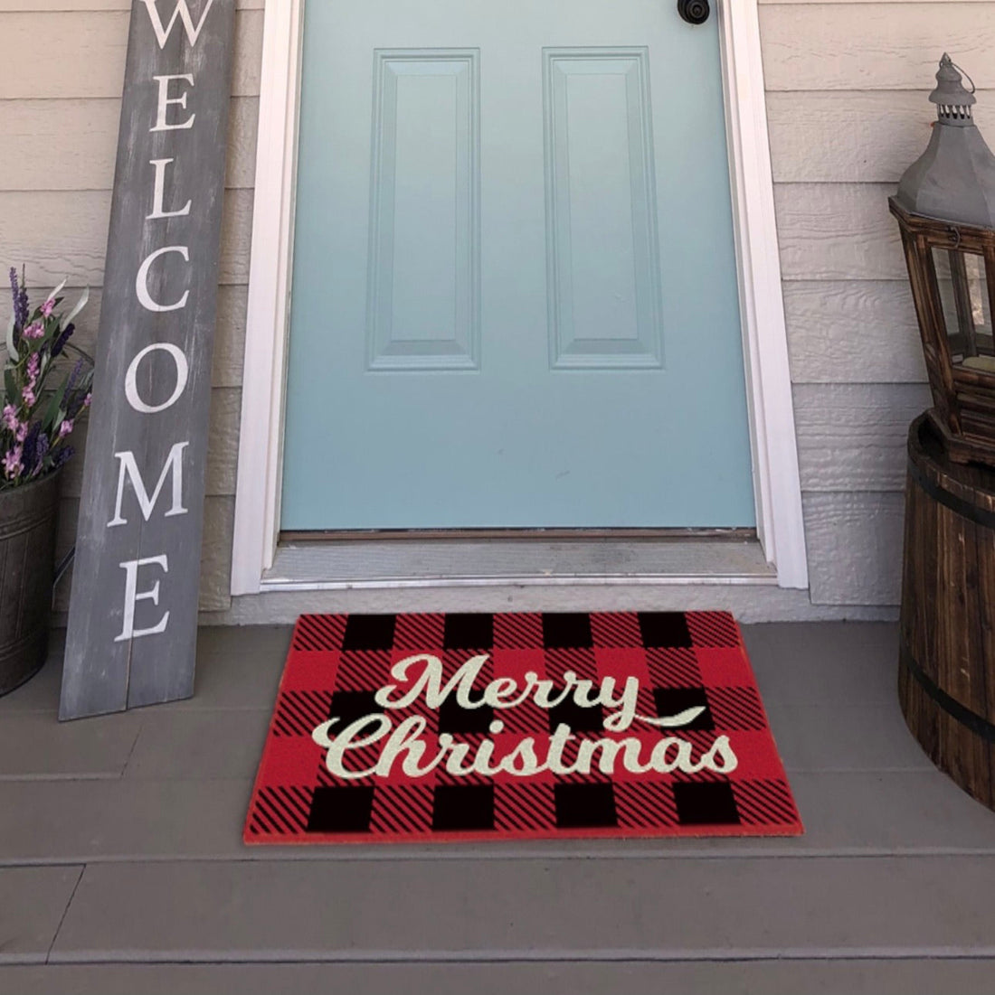 
                      
                        Red Plaids Christmas Theme Printed Natural Coir Door Mat
                      
                    