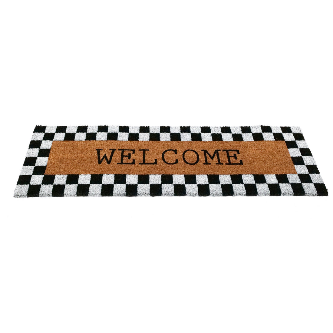 
                      
                        OnlyMat Welcome Black White Plaid Border Natural Coir Doormat
                      
                    