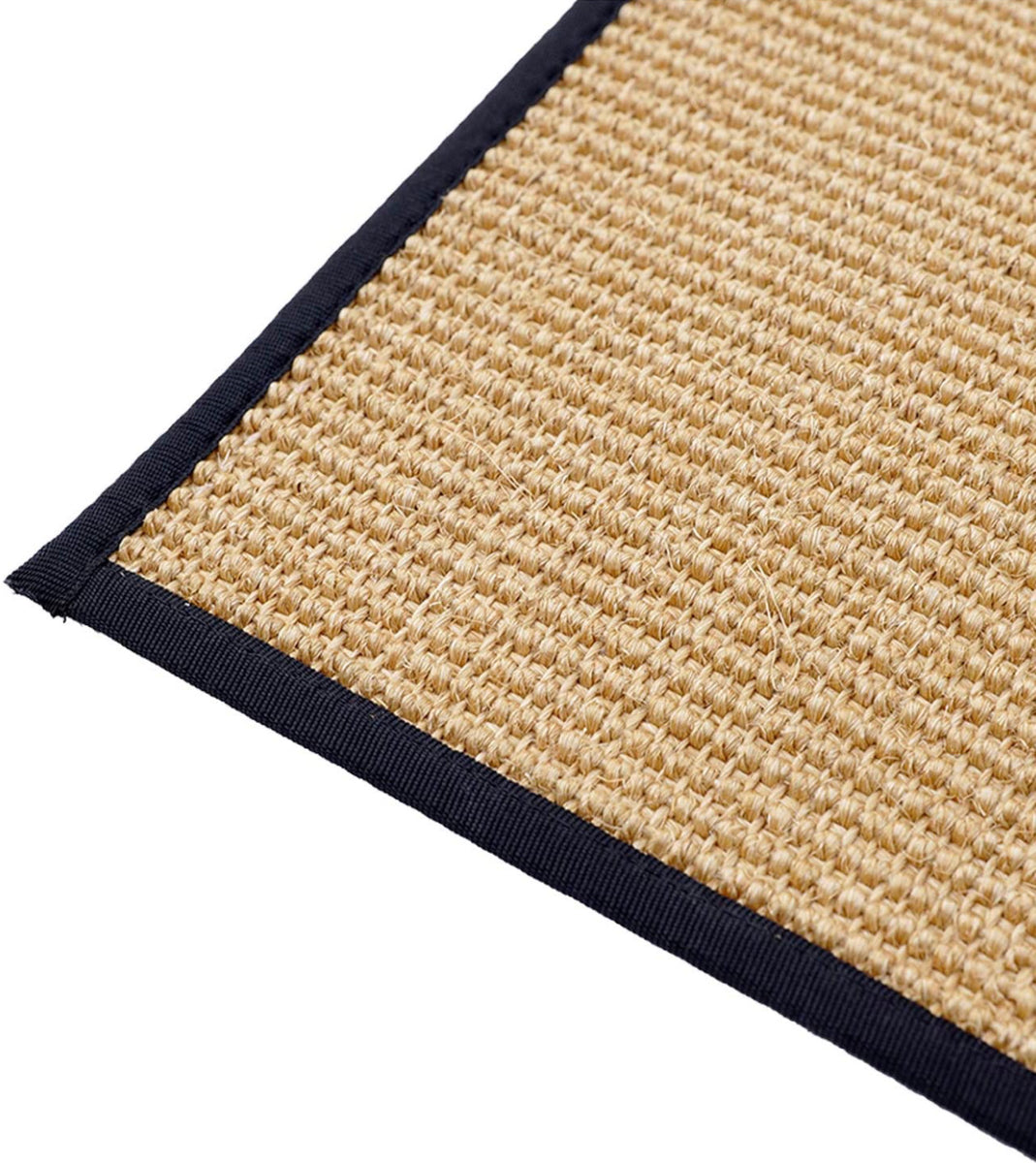 OnlyMat Natural Sisal Carpet with Black Cotton Border- Luxury Rug, Organic Carpet, BedSide Runner