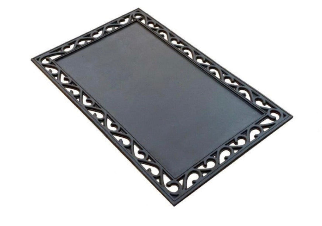 
                      
                        Black decorative tray with ornate border on a white background
                      
                    