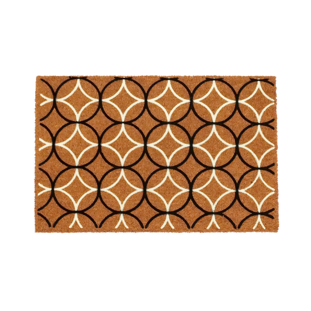 Swiss Flocked Circle Pattern Coir Mat - Azo-Free Print with Fade-Proof and Rubs-Resistance Features