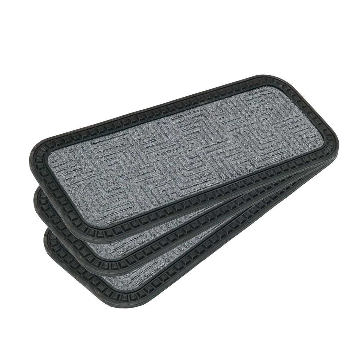 OnlyMat Stylish GREY Anti-Slip 25cm x 60cm Step Stair Mats with Anti-Slip Backing