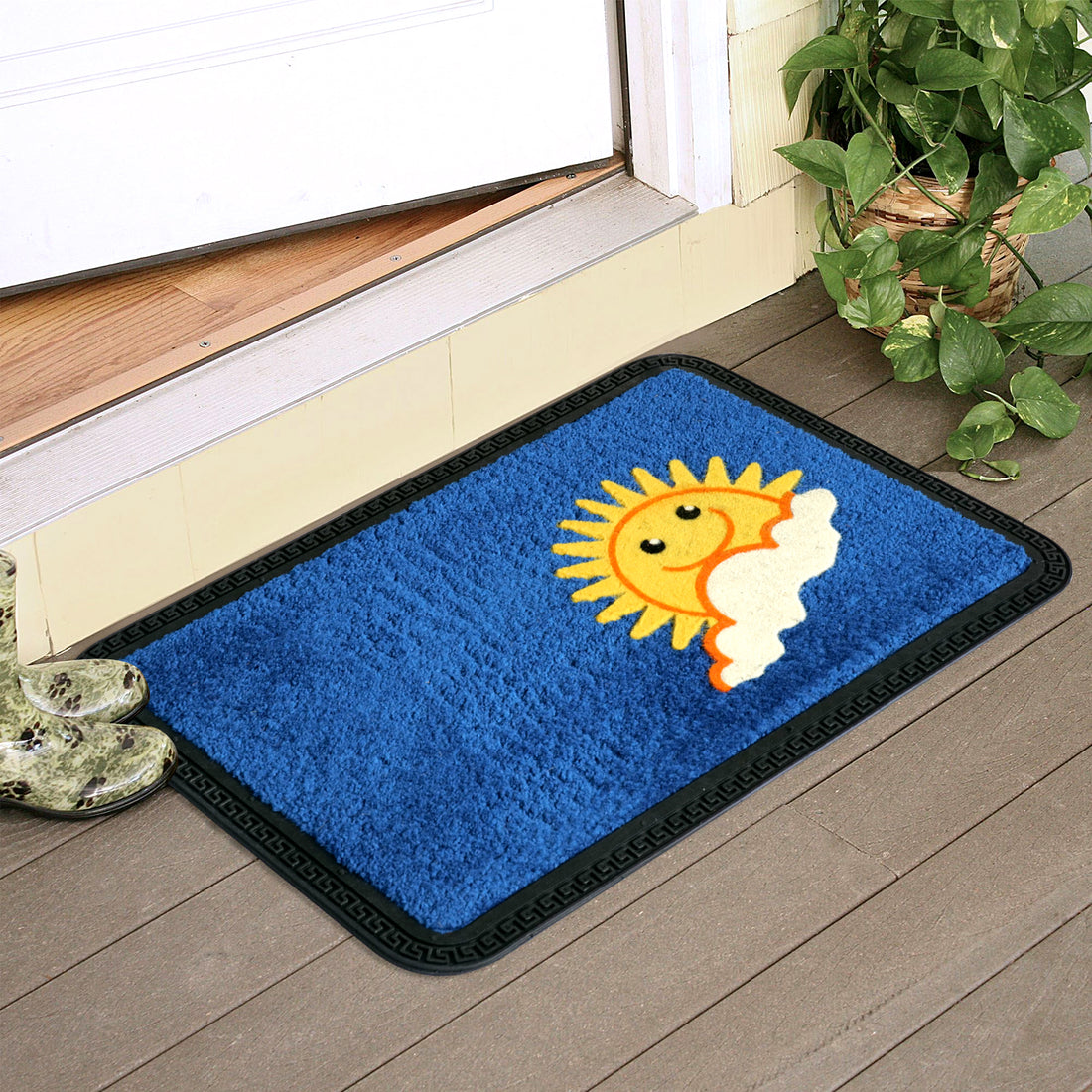 Happy Sun Design Soft All-Purpose Blue Bathroom Anti-Slip Door Mat