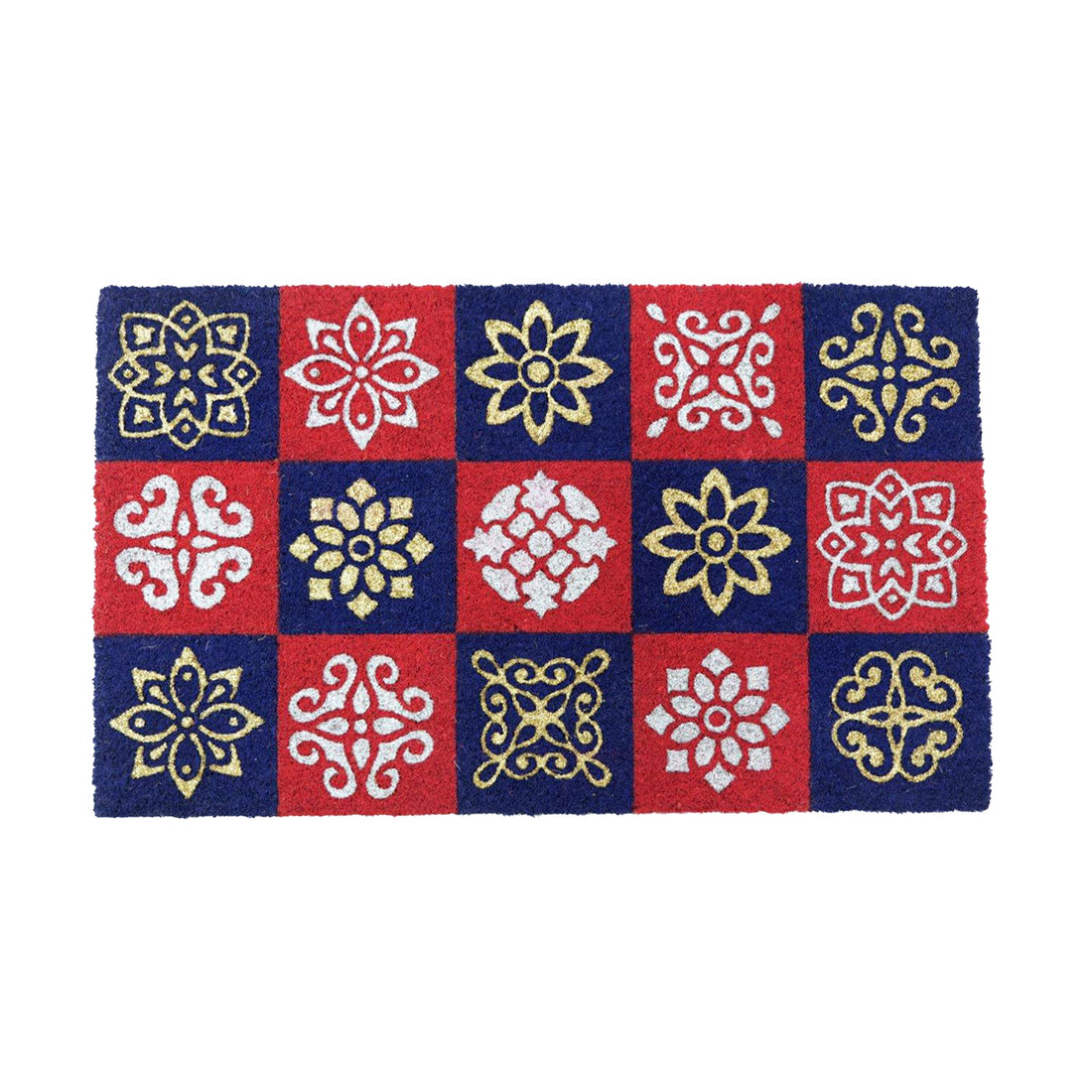 
                      
                        Red and Blue Tile Glitter FESTIVAL Natural Coir Mult-colour Door Mat
                      
                    