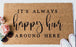 OnlyMat Funny It's Always Happy Hour Around Here Printed Natural Coir Floor Mat