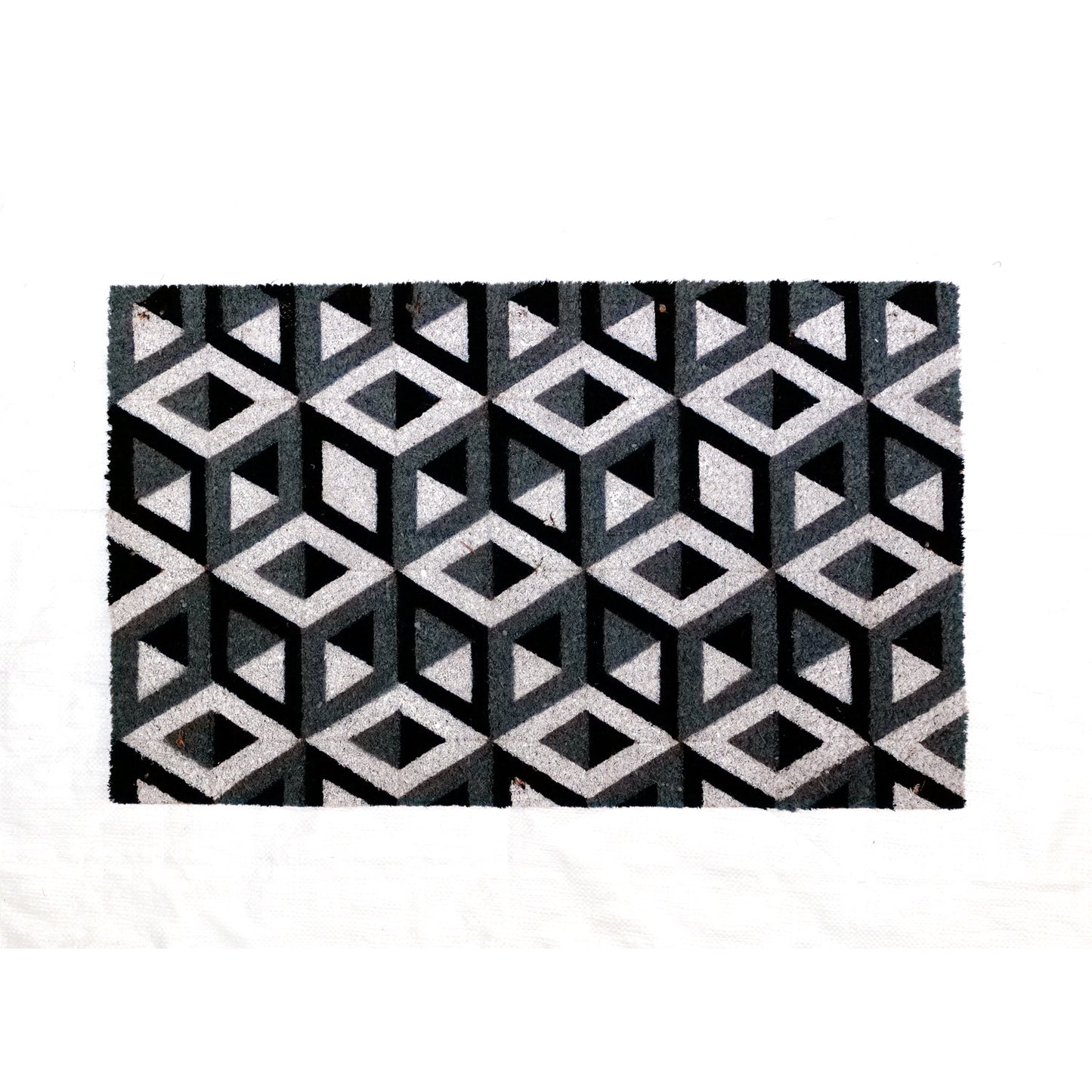 OnlyMat Cool 3D Cube pattern Printed Natural Coir Floor Mat