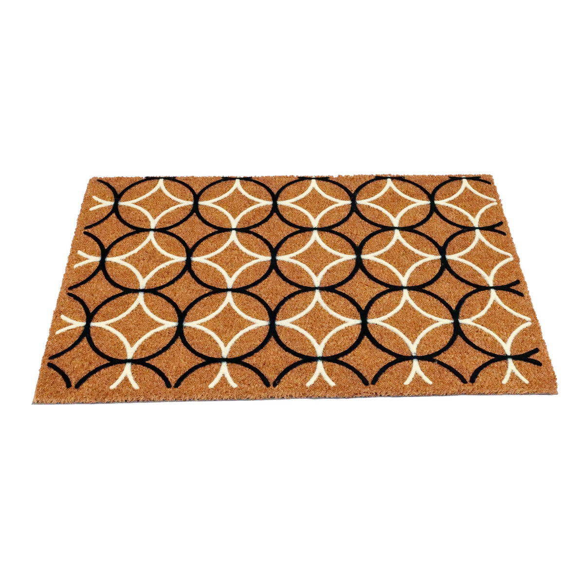 Swiss Flocked Circle Pattern Coir Mat - Azo-Free Print with Fade-Proof and Rubs-Resistance Features