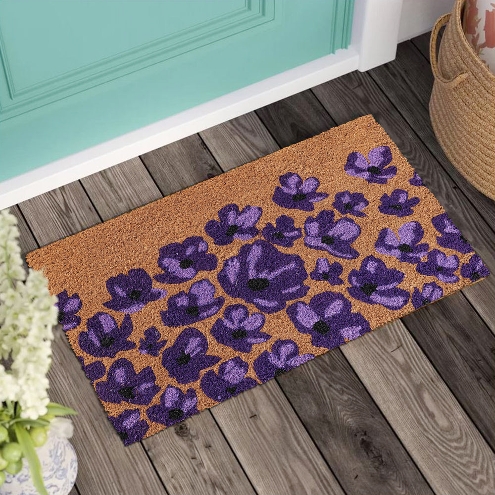 
                      
                        Violet Flower Design Printed  Natrual Coir Floor Mat
                      
                    