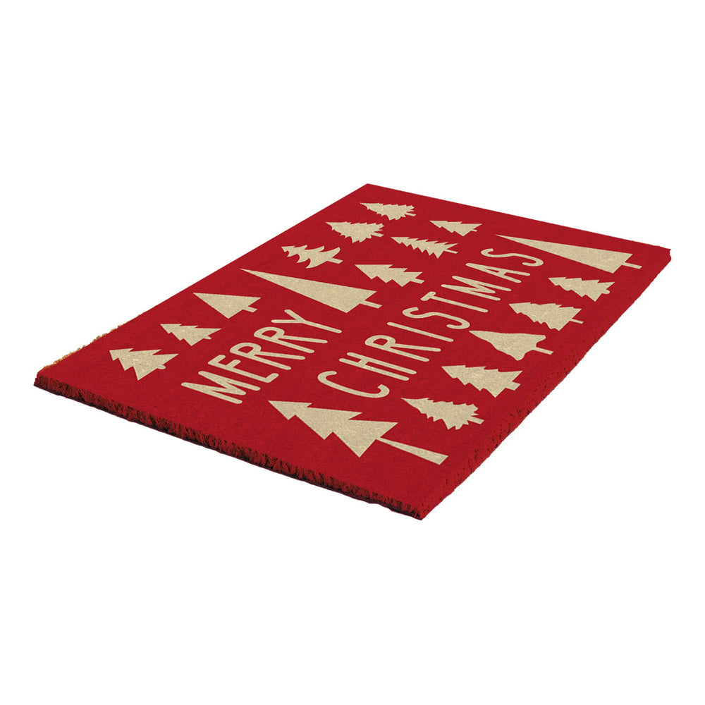 
                      
                        Merry Christmas with Tree Pattern Red Gold Natural Printed Coir Natural Door Mat
                      
                    