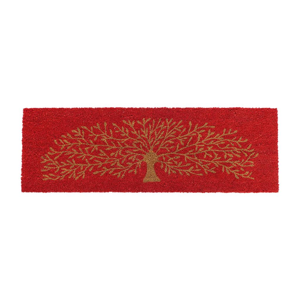 OnlyMat Red Colour Tree of Life Printed Natural Coir Doormat - Two Sizes