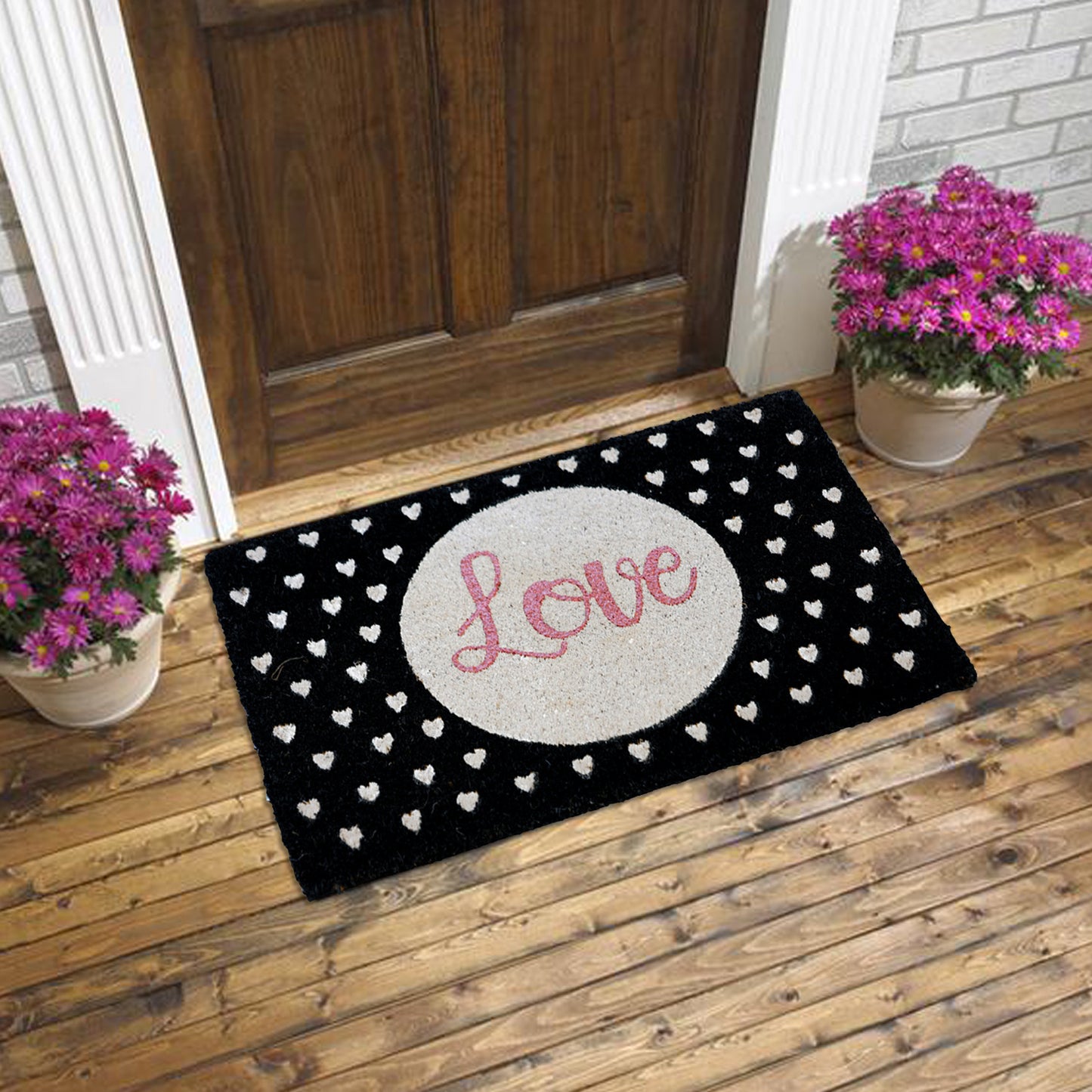 OnlyMat Stylish Glitter LOVE Coir Floor Mat