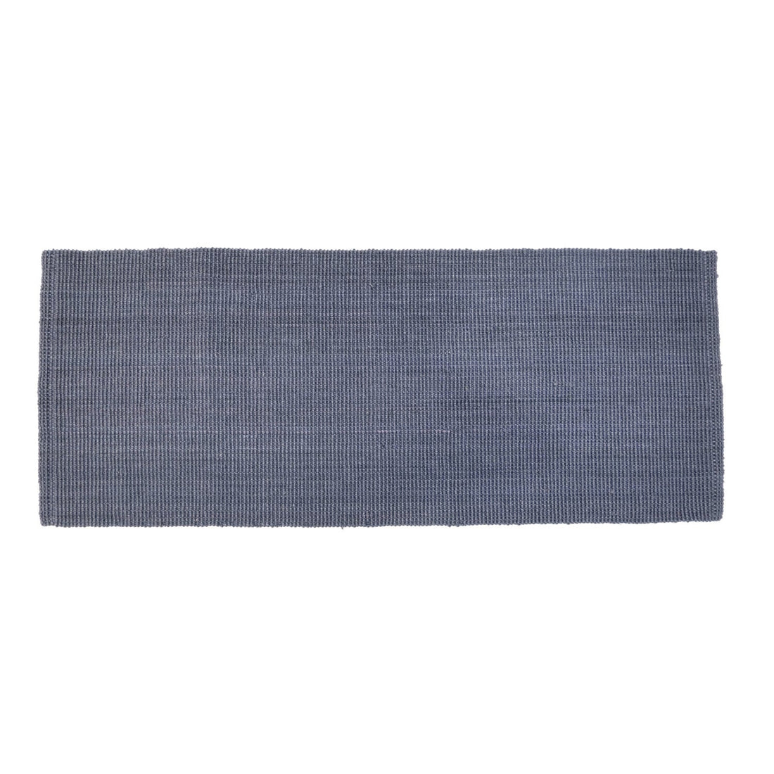 
                      
                        Rectangular blue woven jute runner mat on a white background
                      
                    