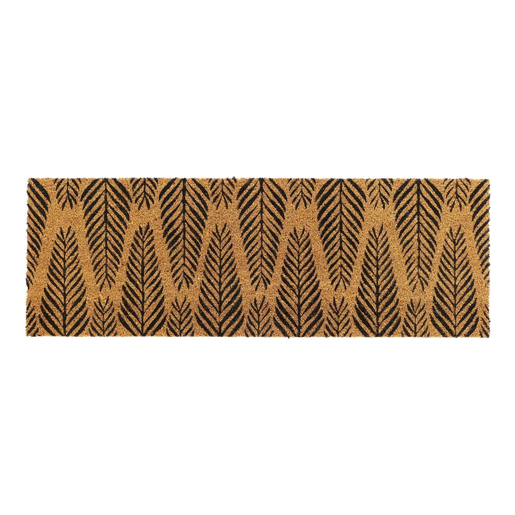 OnlyMat Pine Leaf printed Natural Coir Entrance Door mat for Double Door or Wide Door - 40cm x 120cm