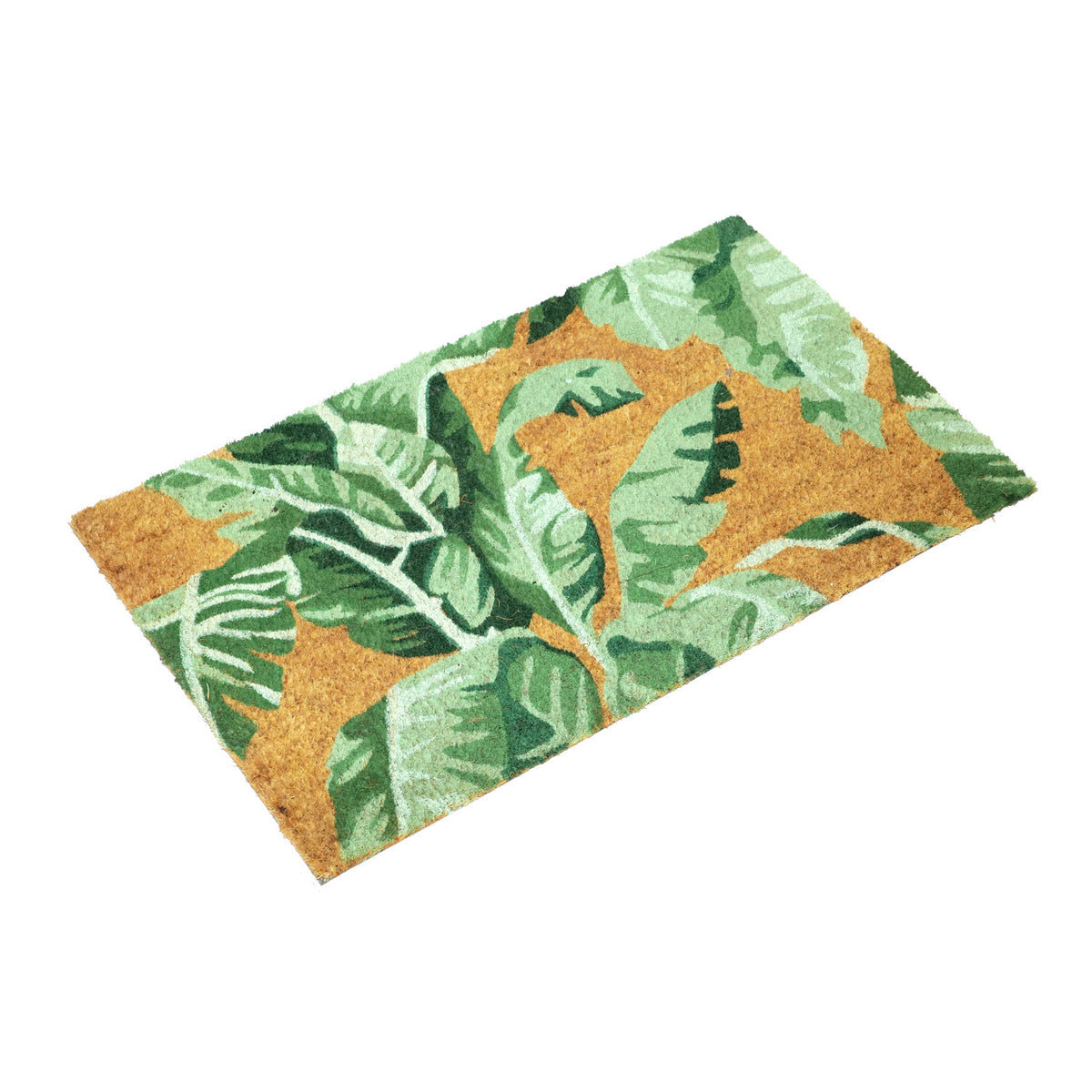 Green colour Banana Leaves Design Printed Natural Coir doormat