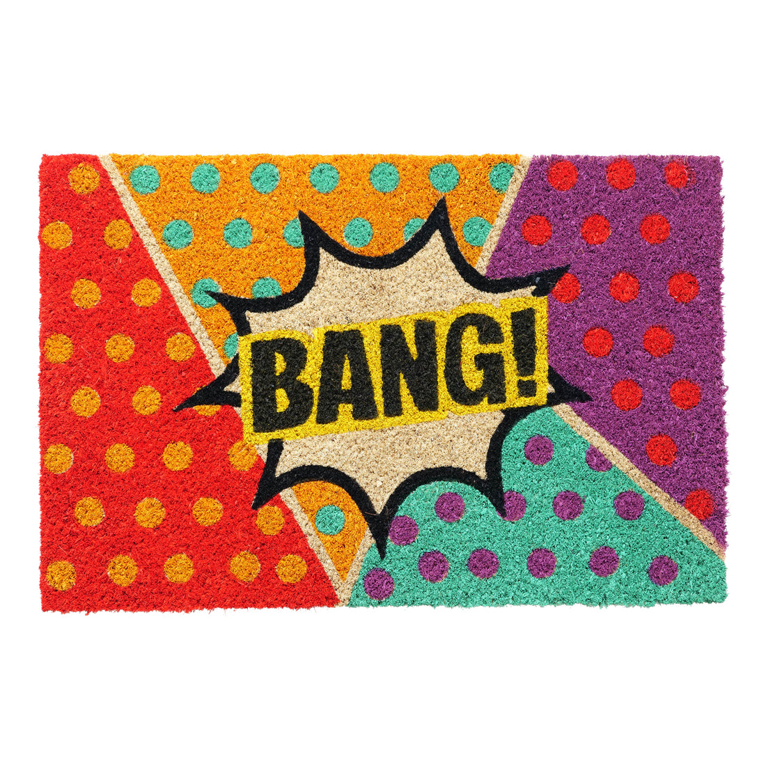 
                      
                        OnlyMat Comic Book Style Pop Art "BANG!"  Coir Doormat with Anti-Slip Backing
                      
                    