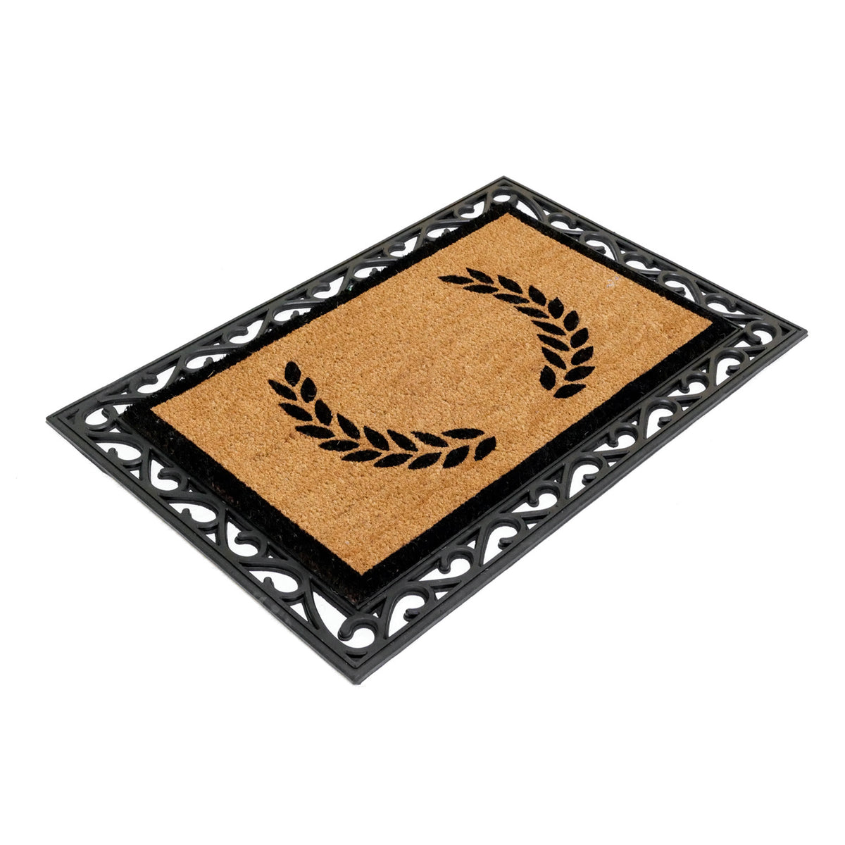 OnlyMat COMBO : Floral Personalized Doormat (Design 2) with Rubber Tray Mat