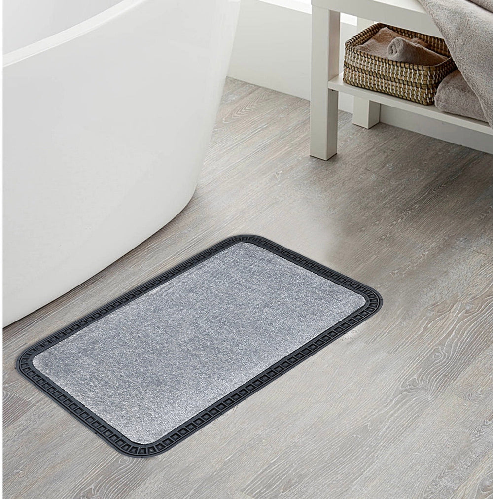 OnlyMat Luxury Soft Mat - Entrance, Kitchen, Bathroom, Bedside - Plain Grey - Large Size (40cm X 60cm)