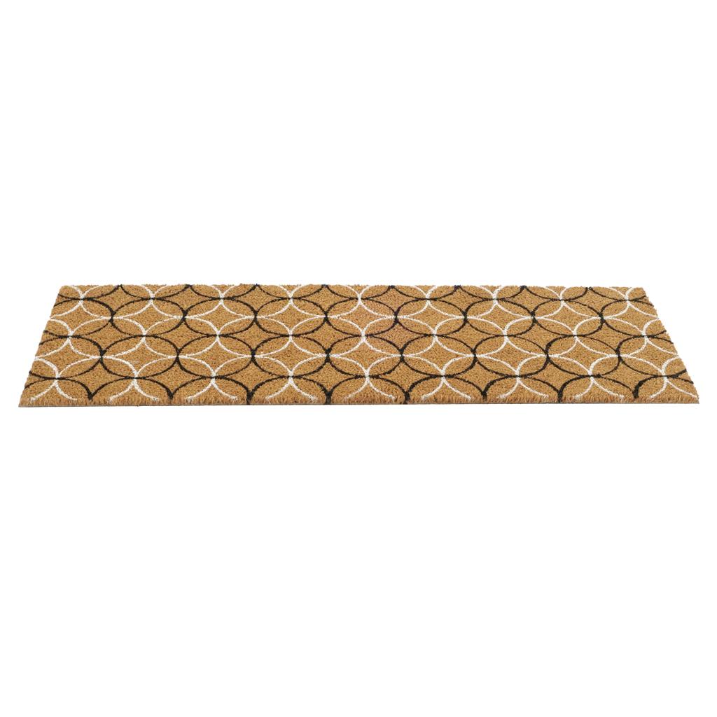 OnlyMat Circle pattern printed Natural Coir Entrance Door mat for Double Door or Wide Door - 40cm x 120cm