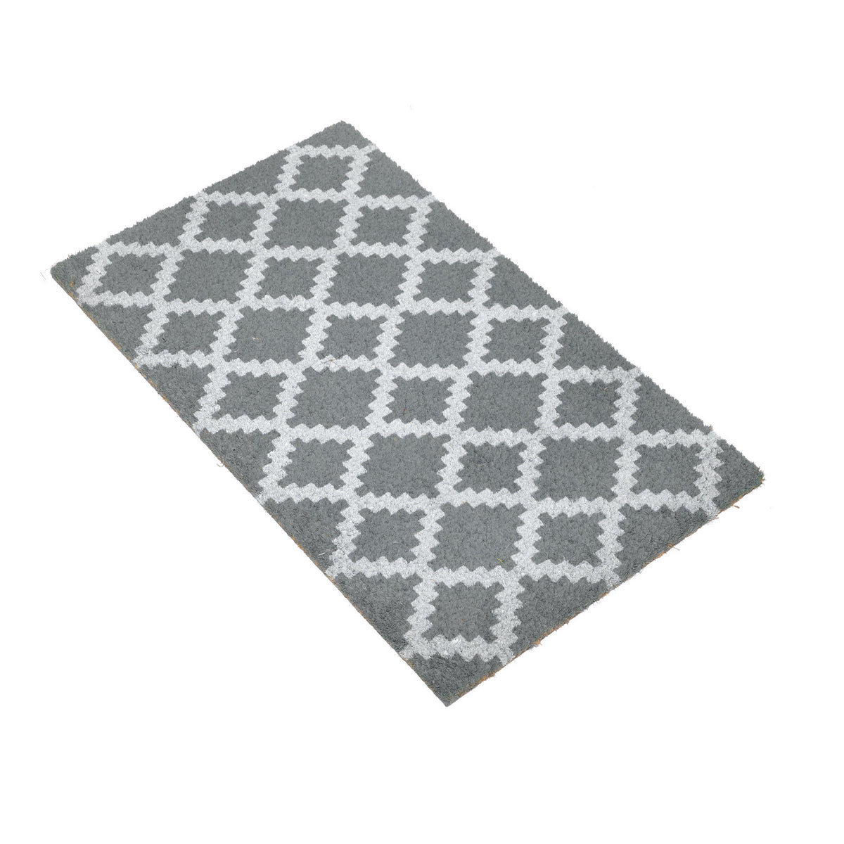 OnlyMat Grey Diamond Pattern Natural Printed Coir Floor Mat