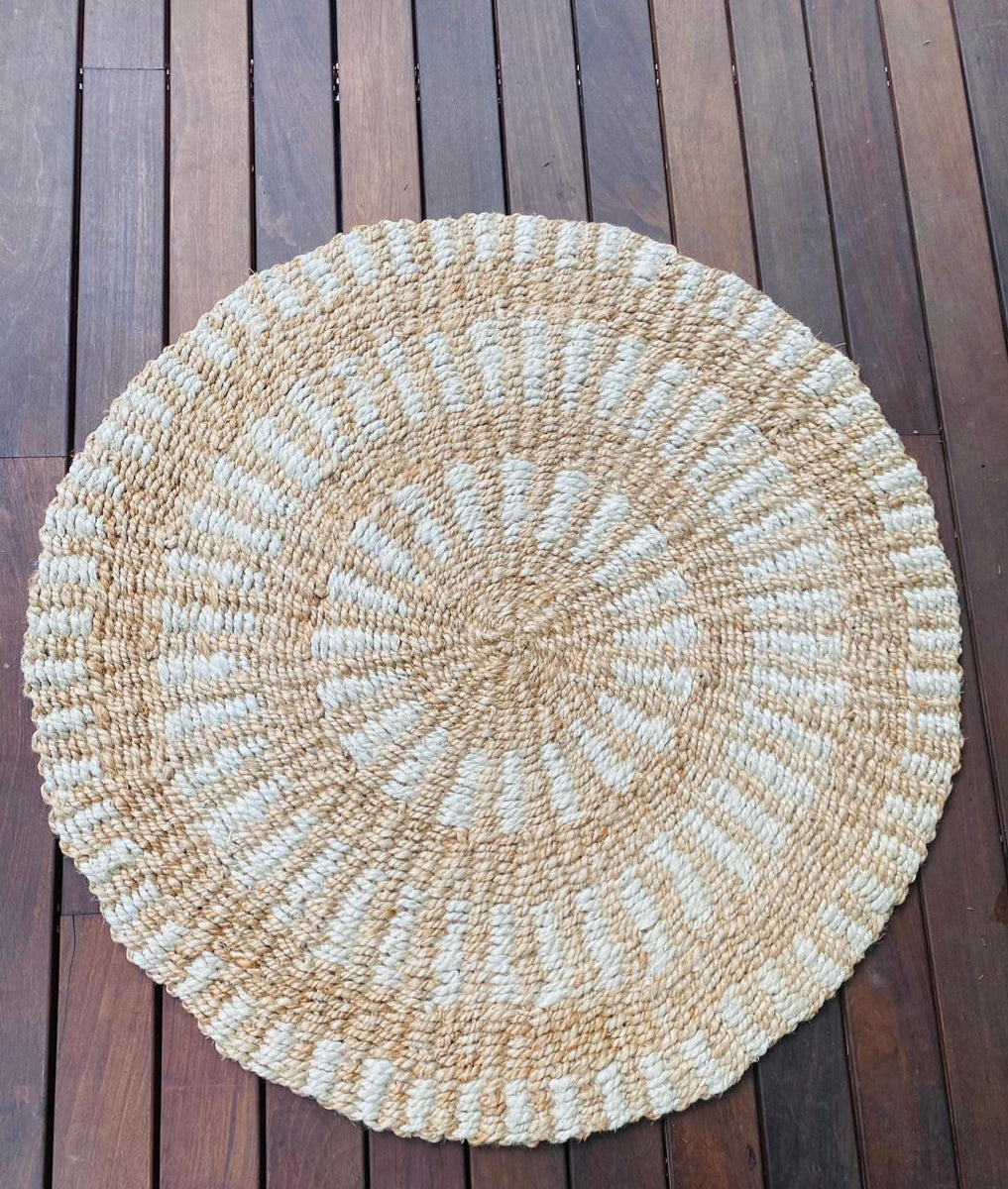 OnlyMat Round of Heritage Jute Rug Mat - Hand Made - 100cm round