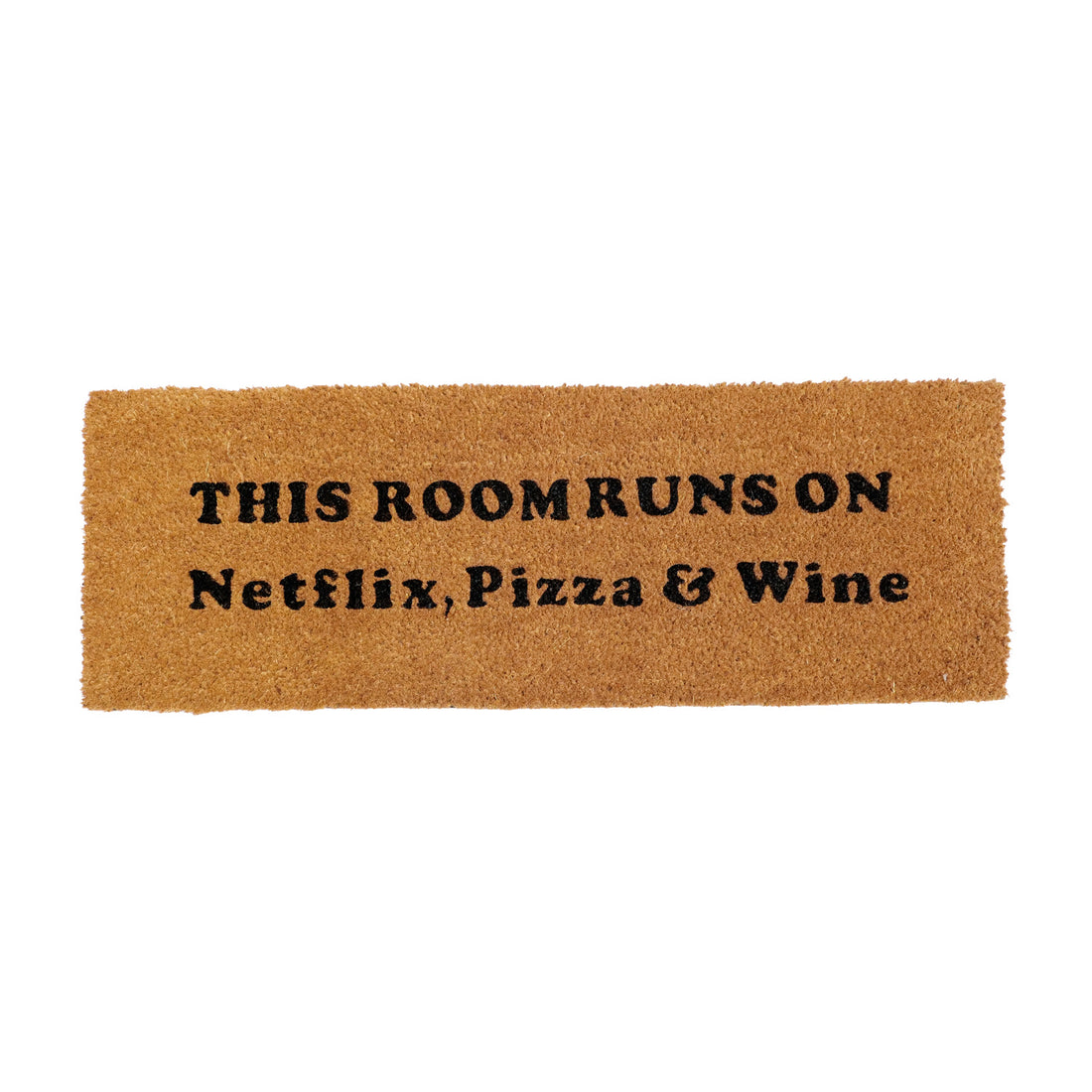 OnlyMat Funny "Netflix, Pizza & Wine" Coir Doormat with Anti-Slip Backing