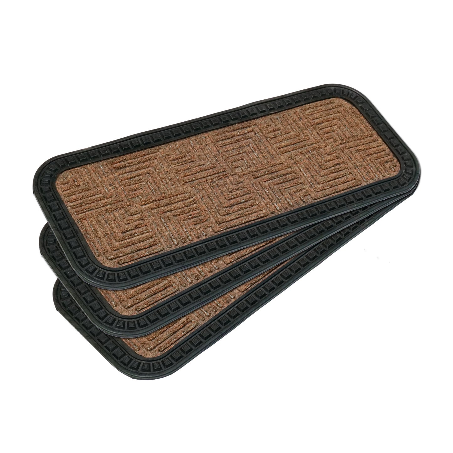OnlyMat Stylish BEIGE Anti-Slip Step Stair Mats 25cm x 60cm with Anti-Slip Backing