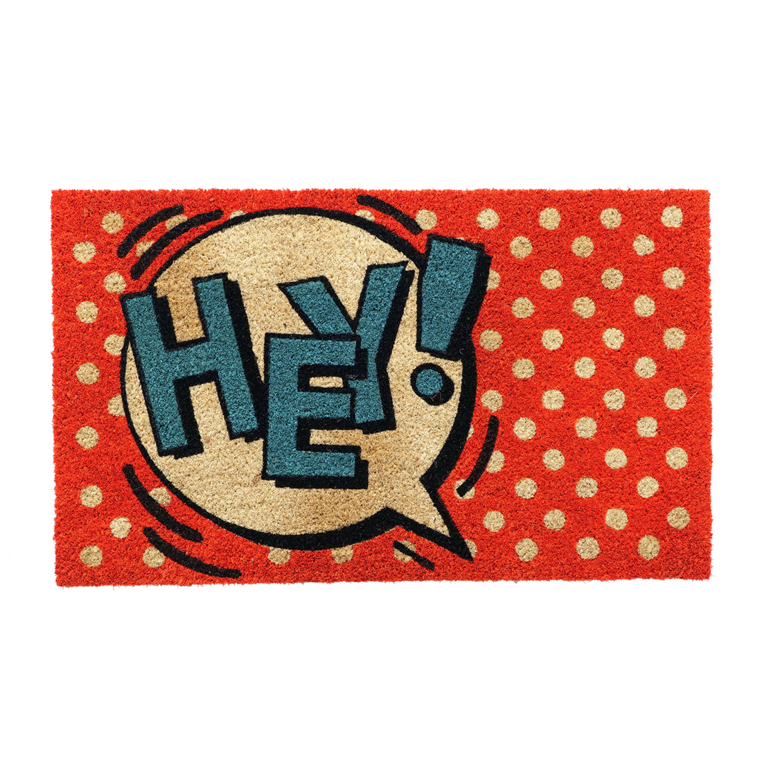 OnlyMat HEY Pop Art Fun Design Printed Natural Coir Door Mat
