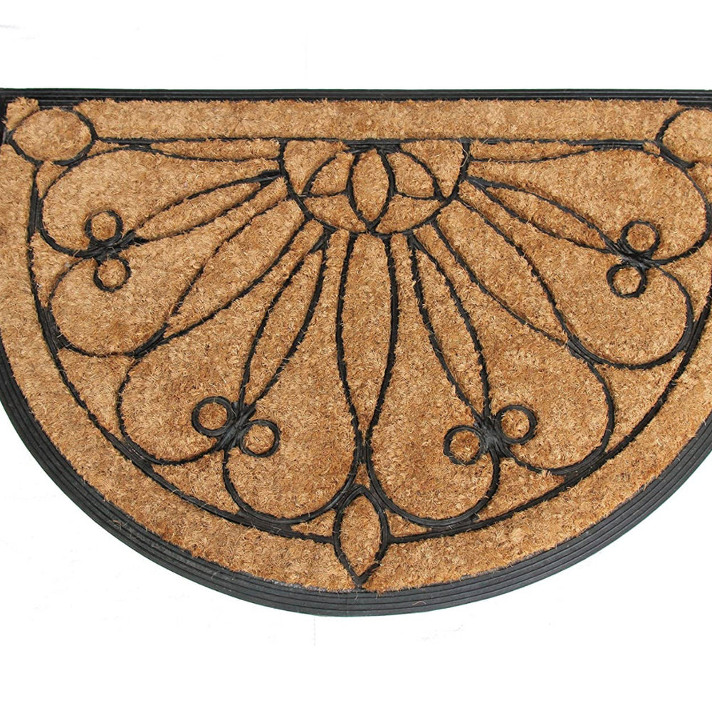 Half Moon Shape Coir Doormat with Rubber Moulded Border