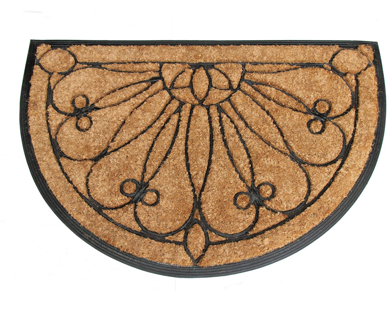 Half Moon Shape Coir Doormat with Rubber Moulded Border