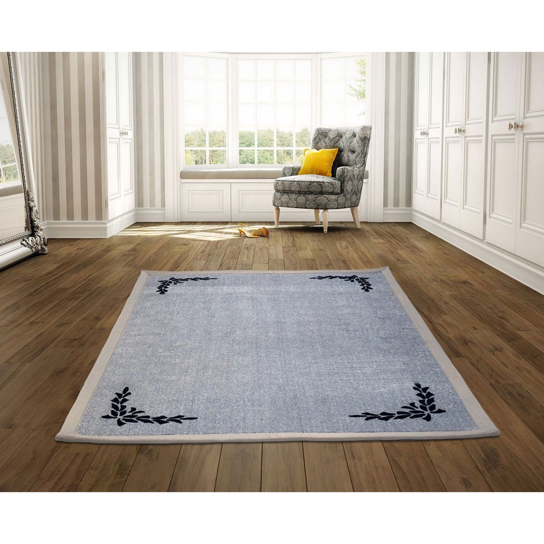 OnlyMat Grey Persian Flocked Design Polypropylene Carpet 120x180cm