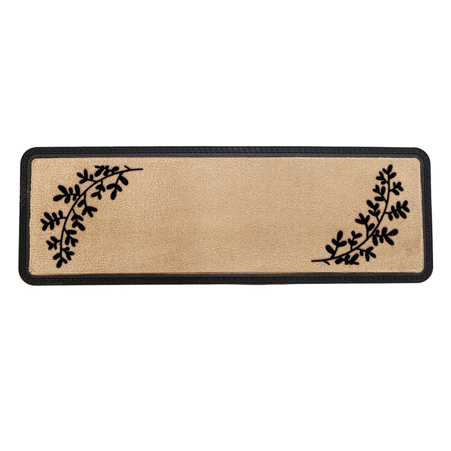OnlyMat Elegant Soft Anti-Skid Polypropylene Leaf Pattern Flocked Floor Mat -BEIGE-40cm x 120cm,40 x 60 cm,45 x 75 cm