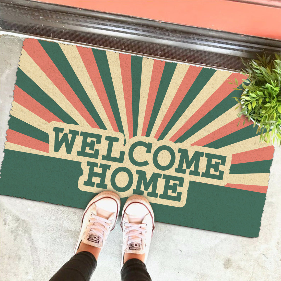 OnlyMat Retro Welcome Home Printed Natural Coir Doormat